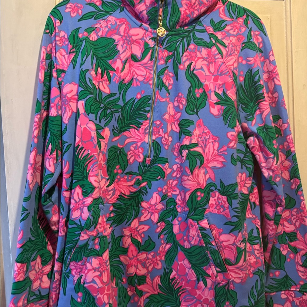Floral Hoodie with Pink and Green Design